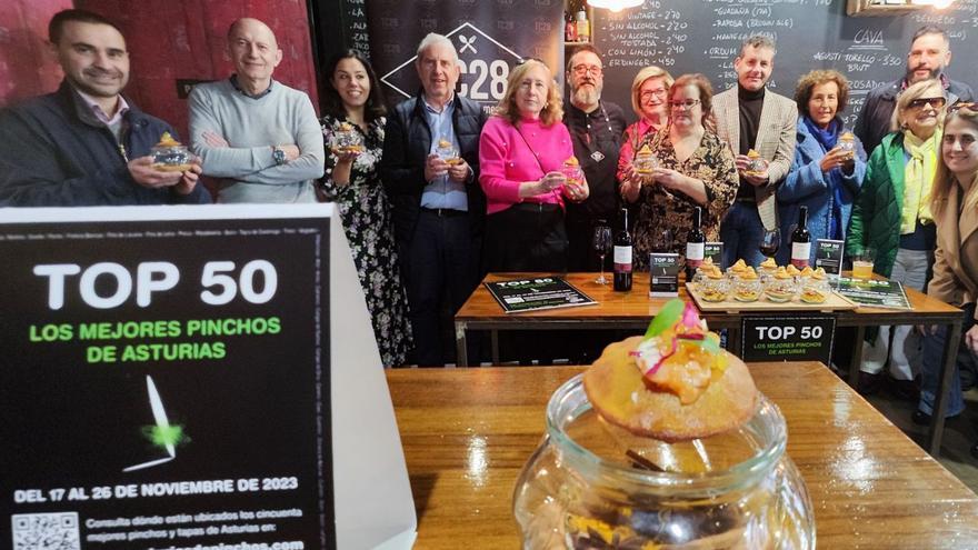 Presentación del pincho para el certamen del TC28 Comer y Beber, en Mieres. | A. Velasco