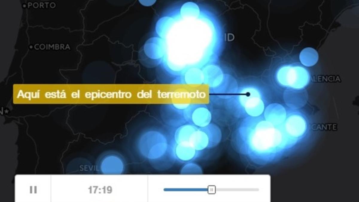 Mapa del terremoto en Twitter