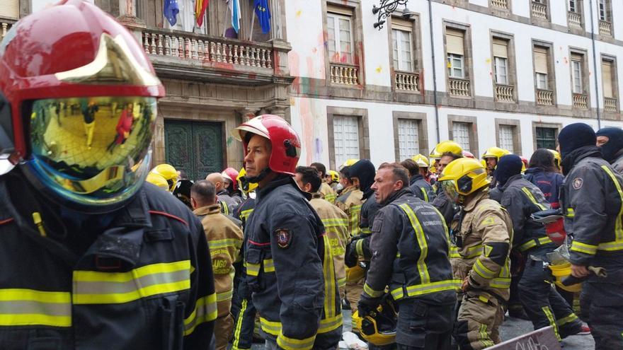 Un momento de la manifestación de bomberos comarcales, el pasado mes de octubre.