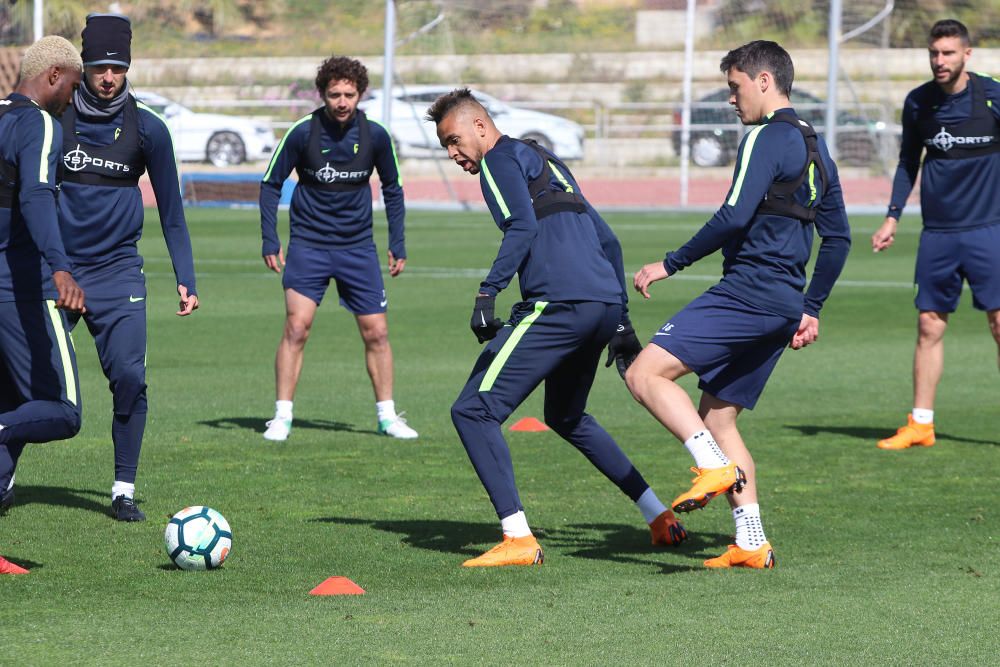 Entrenamiento del Málaga CF.