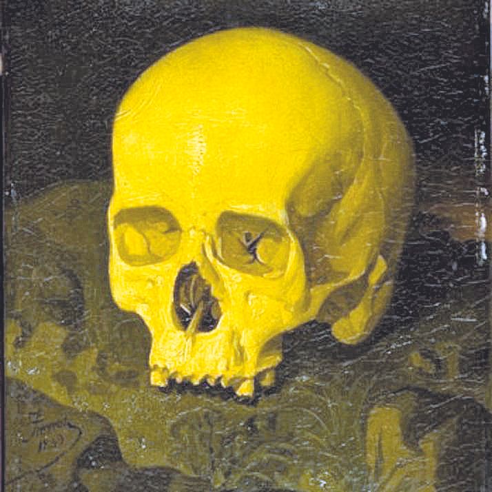 Óleo de Dionisio Fierros, que supuestamente retrata el cráneo del propio Goya.