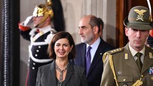 La presidenta del Congreso italiano, Laura Boldrini, tras reunirse con el presidente Mattarella.
