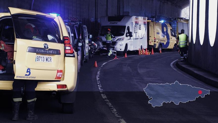 En imágenes: Muere un motorista tras chocar contra una autocaravana en Cabrales