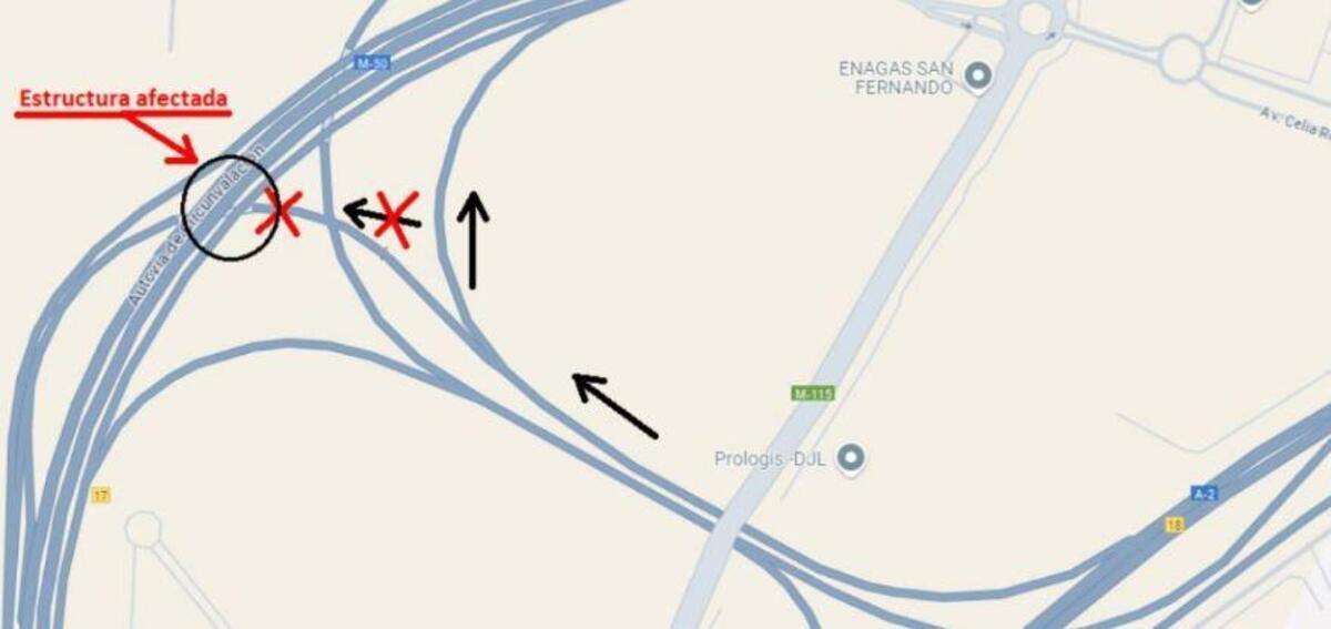 Estructura afectada de la A 2