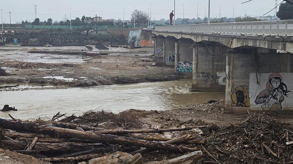 El río Túria a su paso por Riba-roja en marzo.