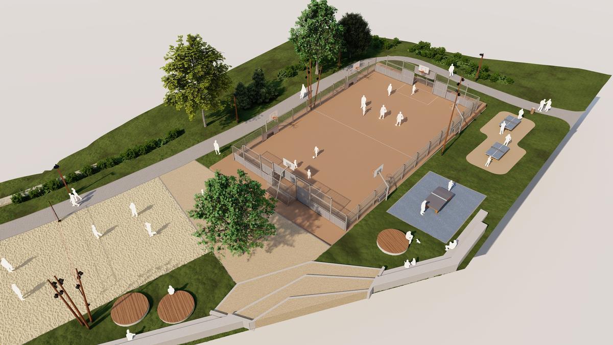 Infografías del futuro parque de La Reconquistas en la zona oeste de Pola de Siero