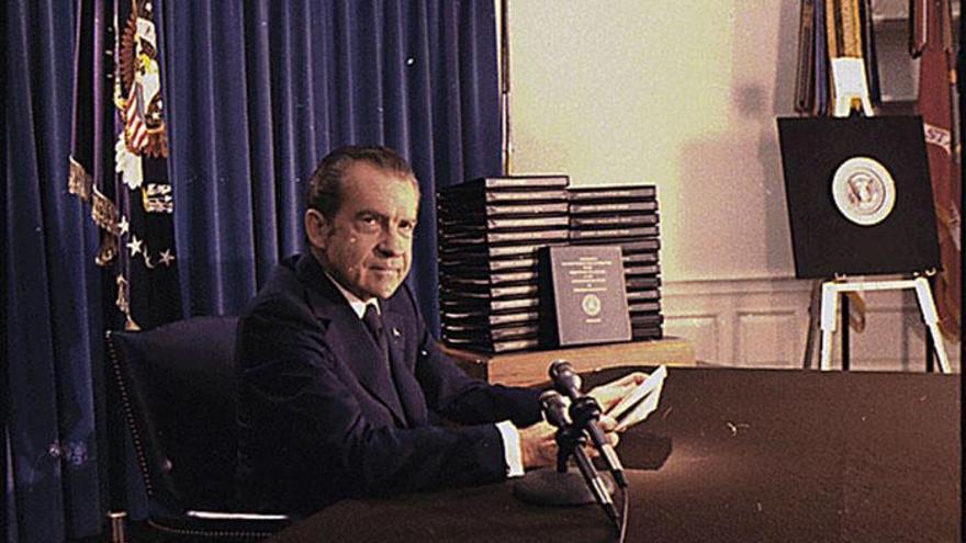 El trigésimo séptimo presidente de los EEUU, Richard Nixon, que tuvo que enfrentarse a las filtraciones de Ellsberg.