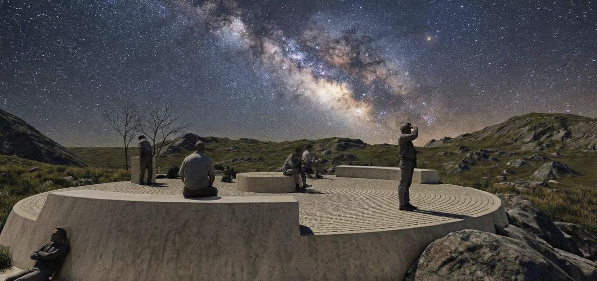 Recreacion del mirador-observatorio que se construye en la parroquia de A Laxe.