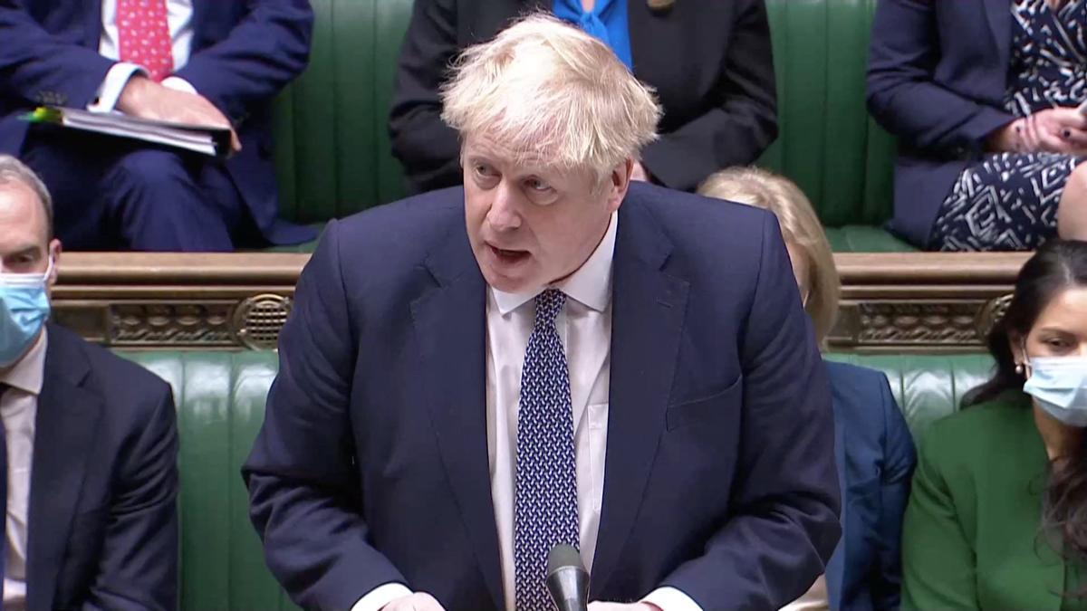 El primer ministro británico, Boris Johnson, durante su intervención en el Parlamento este miércoles.