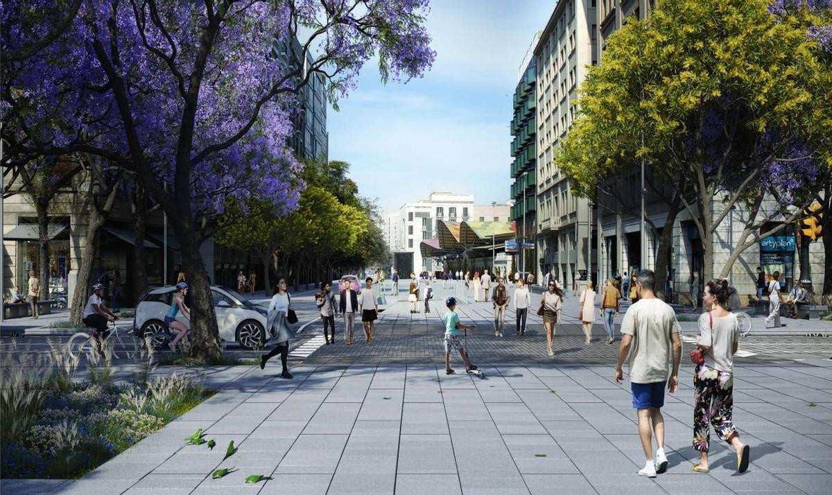 Recreación de cómo quedará la plaza de Antonio Maura, junto a la Via Laietana.