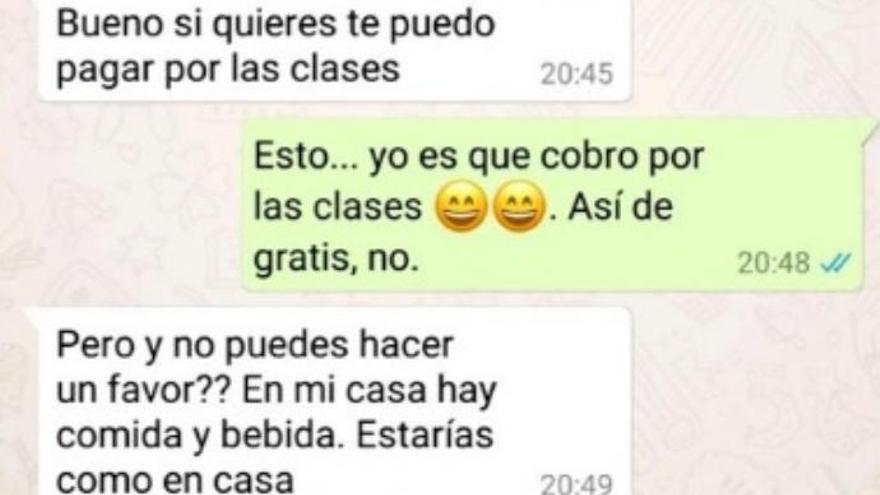 Captura de la conversación de WhattsApp.