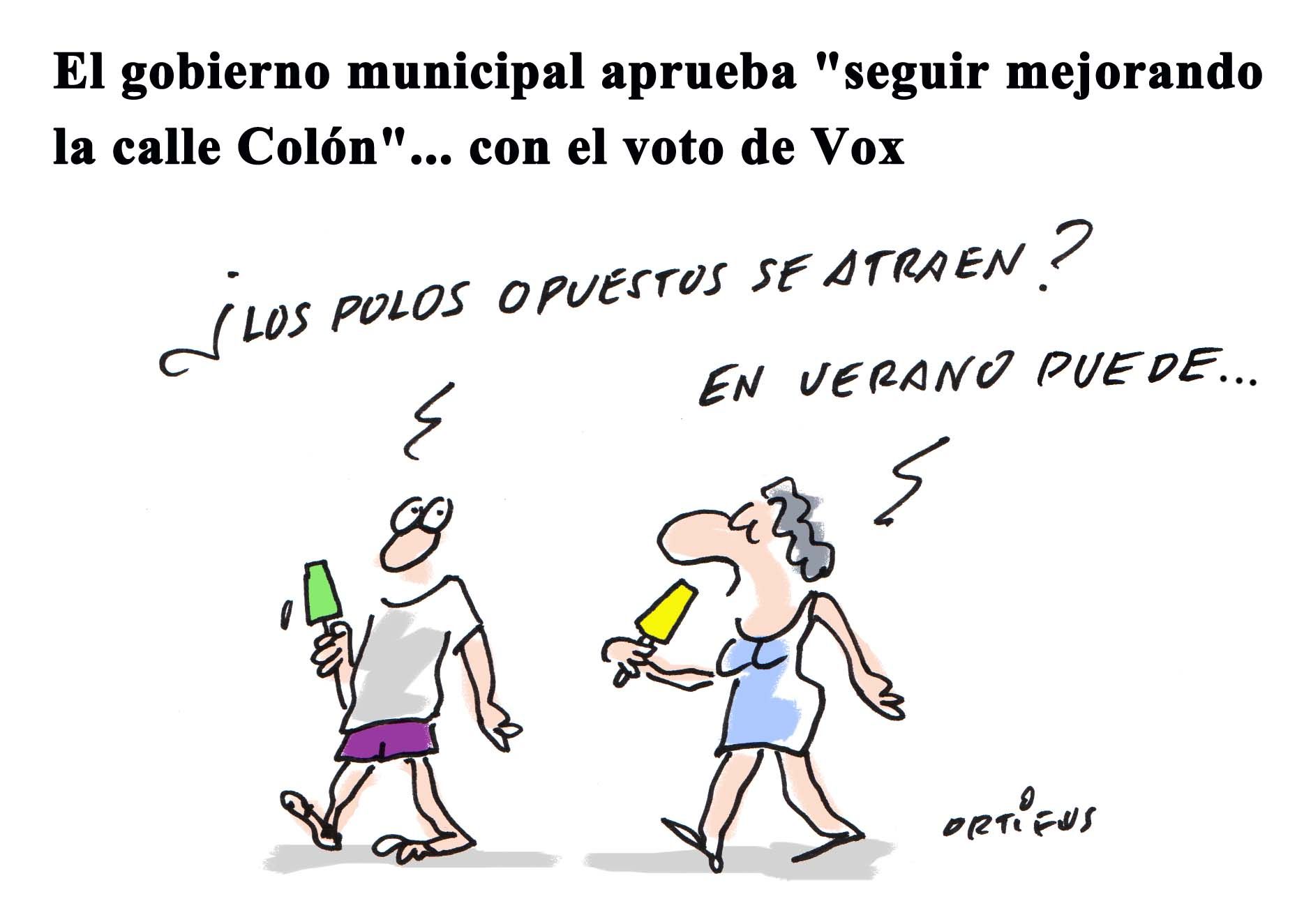 El gobierno municipal aprueba  &quot;seguir mejorando la calle Colón&quot;... con el voto de Vox