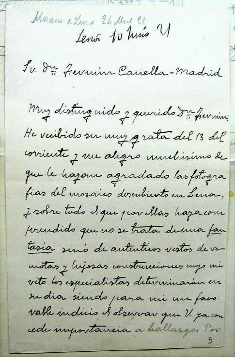La carta de Cayetano del Rosal a Canella dando cuenta del hallazgo.