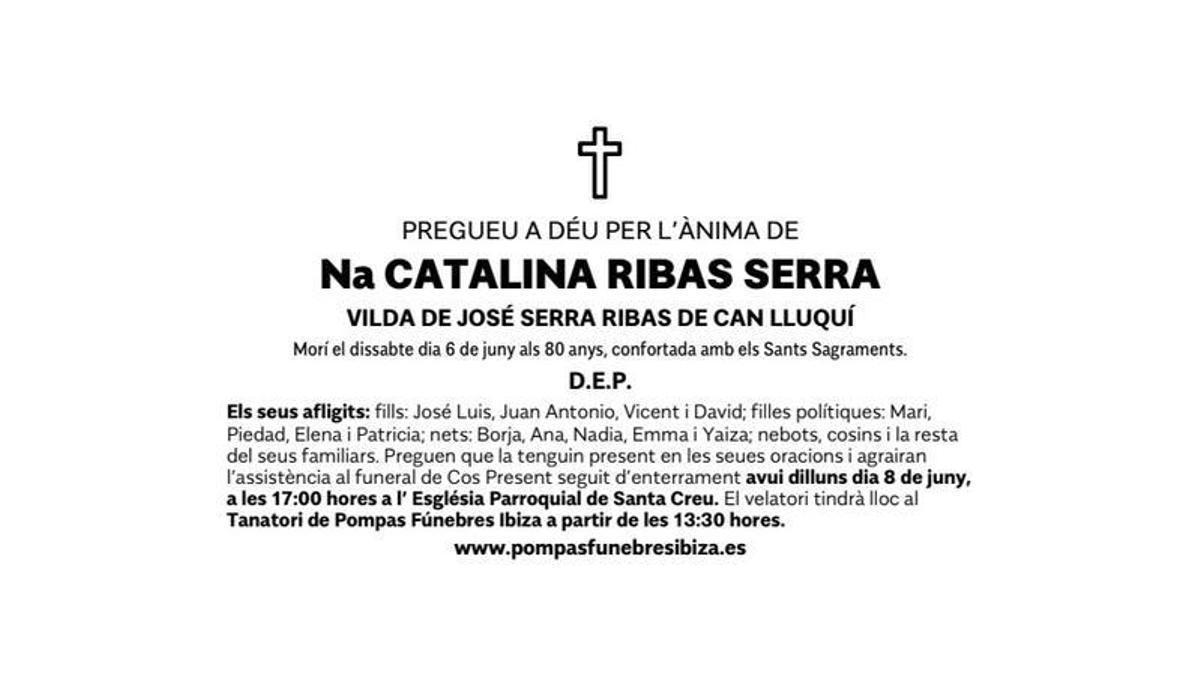Esquela Catalina Ribas Serra