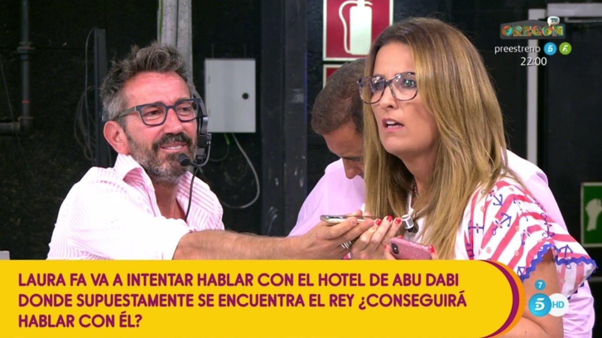 Laura Fa hablando en directo con el hotel en el podría alojasarse el rey Juan Carlos I.