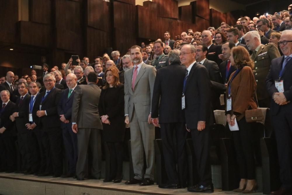 El rey Felipe VI inaugura la sexta edición del Foro Transfiere en el Palacio de Ferias y Congresos de Málaga.