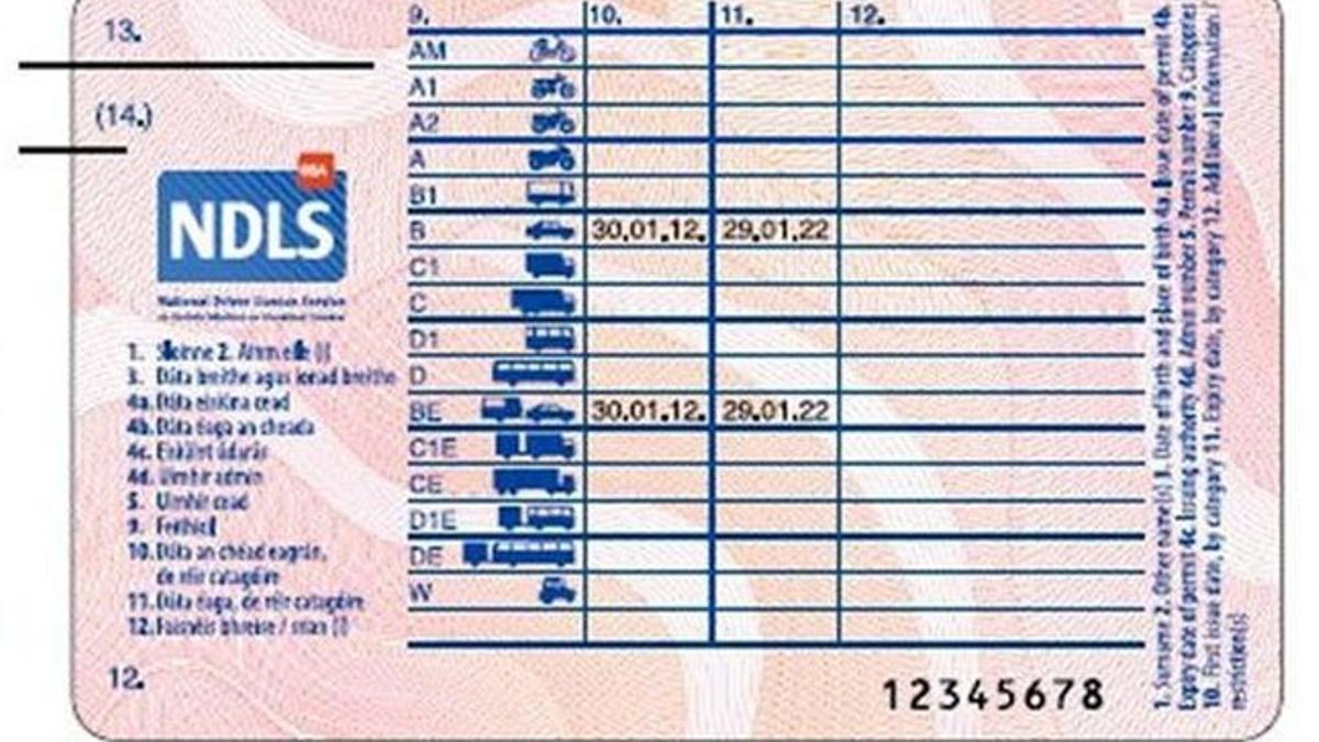 Reverso del nuevo carnet de conducir europeo.