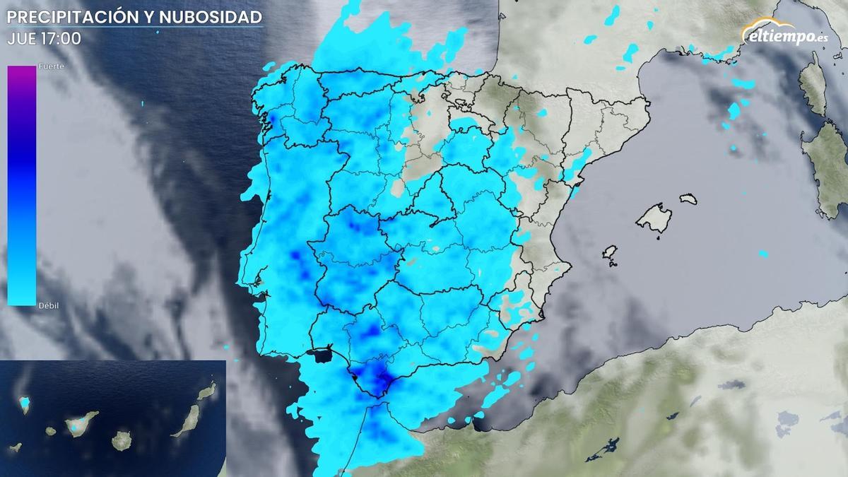 Mapa meteorológico del jueves, 17 de febrero