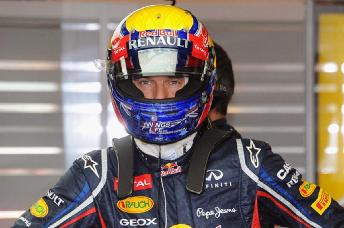 El pilot australià de Fórmula 1 de l’escuderia Red Bull, Mark Webber, durant els entrenaments al circuit de Mugello (Itàlia).