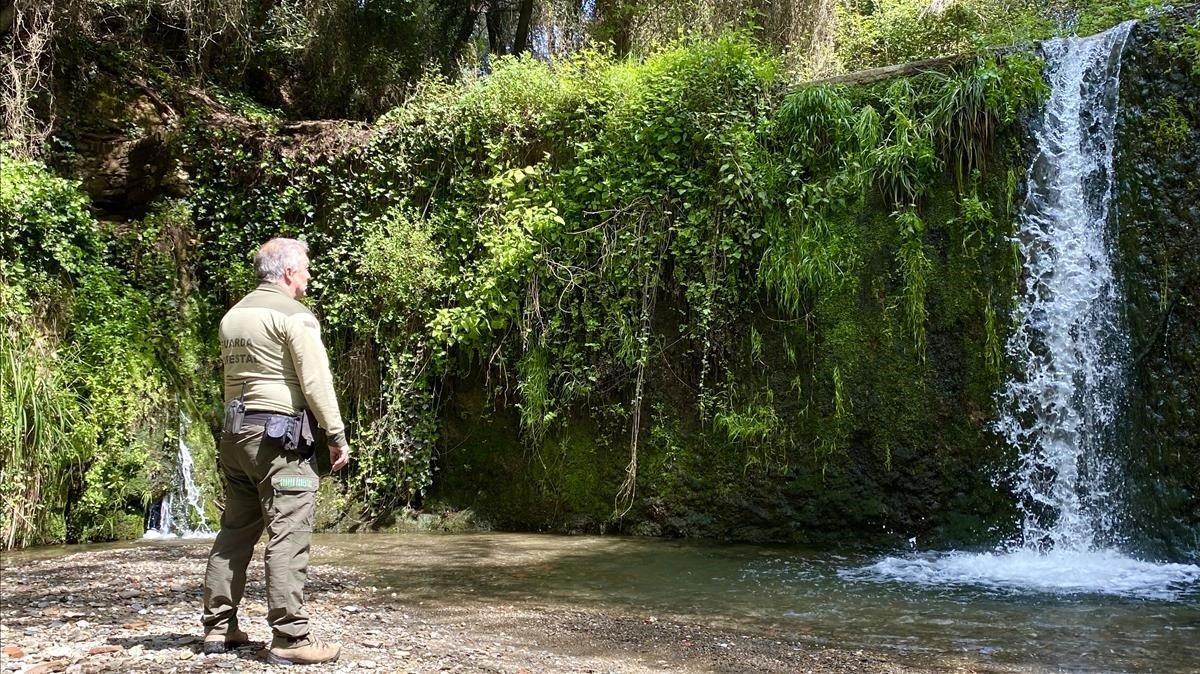 Jordi Piera, frente al salto de agua de Can Planes, en territorio de Molins de Rei, el pasado miércoles. 