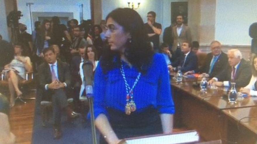 Elena Candia, en su investidura como presidenta de la Diputación de Lugo, esta mañana.
