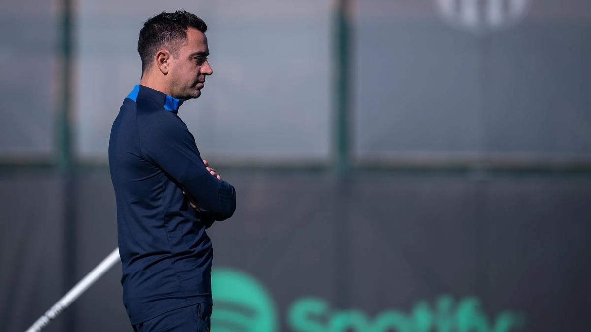 Xavi, en un entrenamiento del Barça en la ciudad deportiva de Sant Joan Despí.