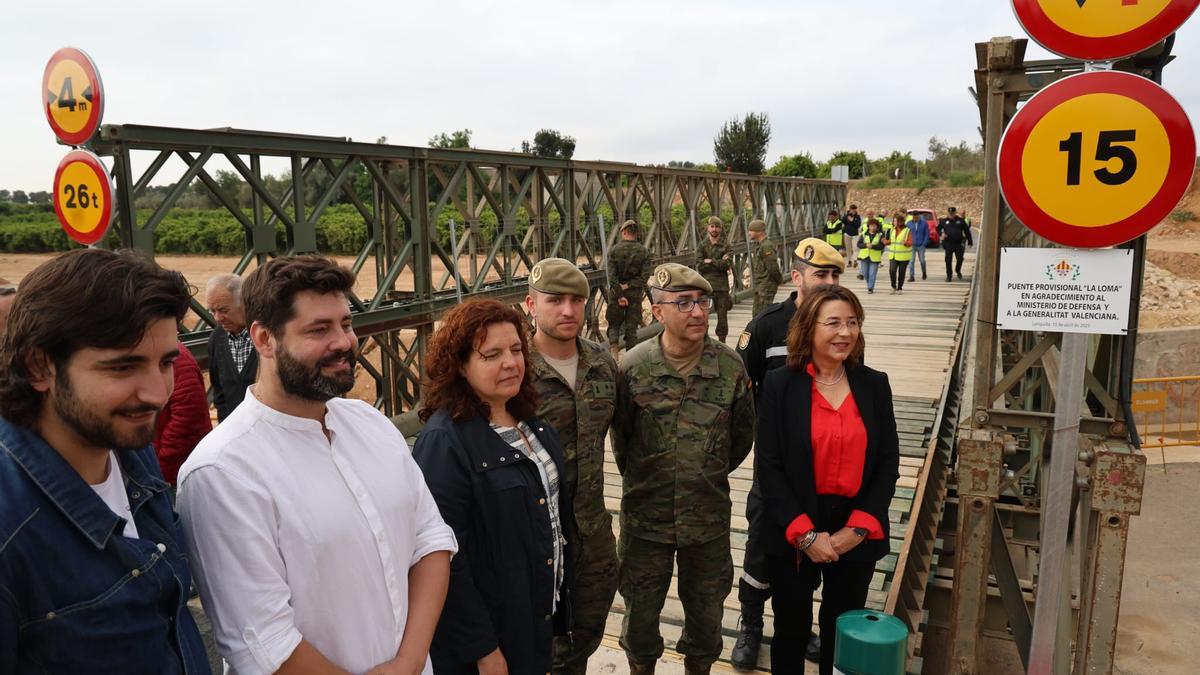 Apertura del puente militar sobre el barranco Pozalet en Loriguilla, cinco meses después de la dana
