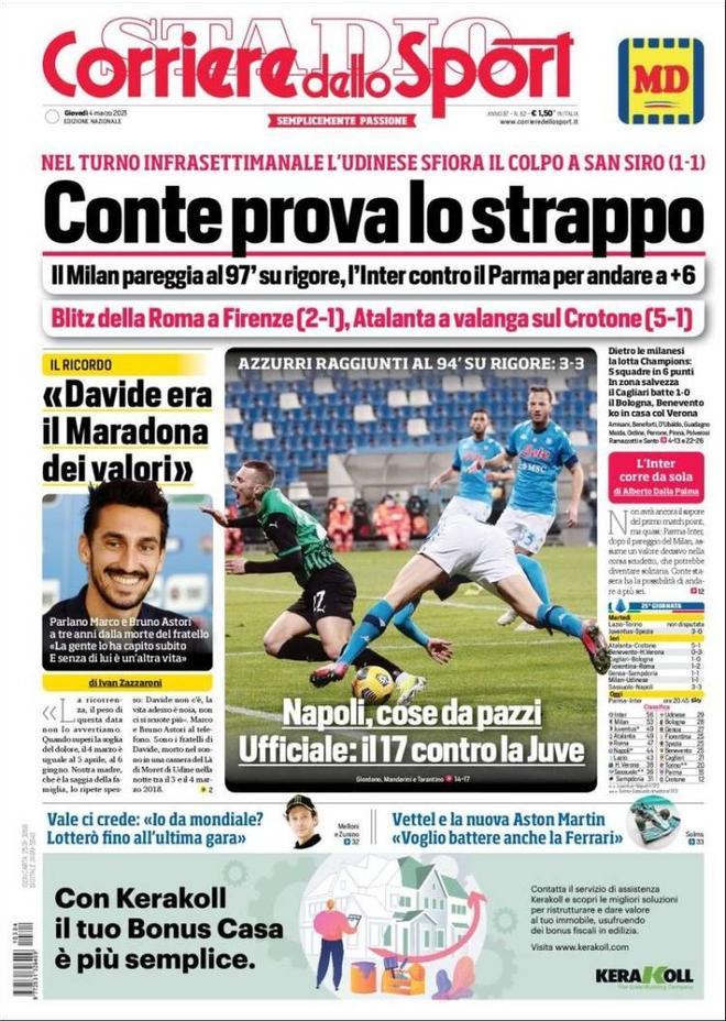 Portada de Corrierre Dello Sport del 04/03/2021