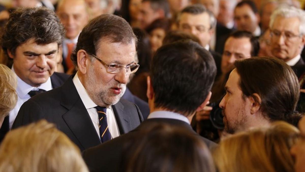 Mariano Rajoy y Pablo Iglesias, en el acto institucional del Día de la Constitución, en el Congreso.