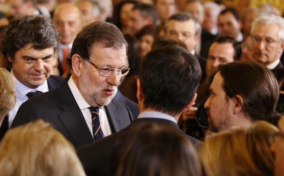 Mariano Rajoy i Pablo Iglesias, en l’acte institucional del Dia de la Constitució, al Congrés.