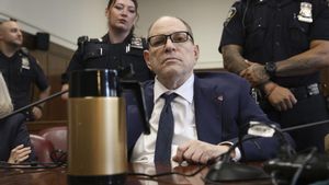 Harvey Weinstein appears in state court in Manhattan as jurors return to deliberations on a remaining charge in his retrial on Thursday, June 12, 2025 in New York. (Jefferson Siegel /The New York Times via AP, Pool) Associated Press / LaPresse Only italy and spain. EDITORIAL USE ONLY/ONLY ITALY AND SPAIN