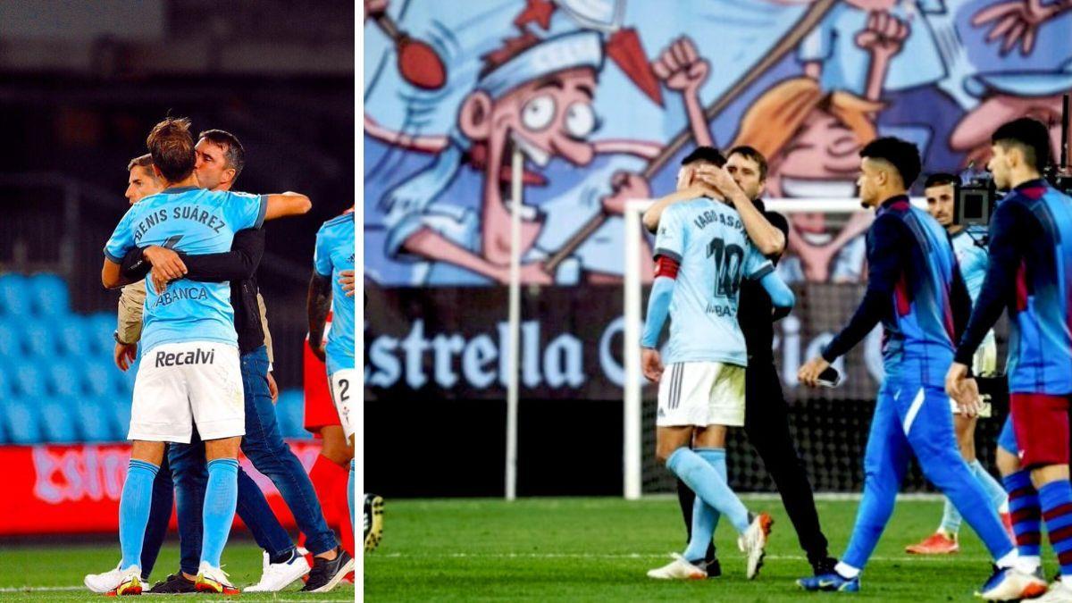 Las fotos que compartieron Denis Suárez y Iago Aspas en sus respectivos mensajes dedicados a Coudet, publicados en sus perfiles de redes sociales.