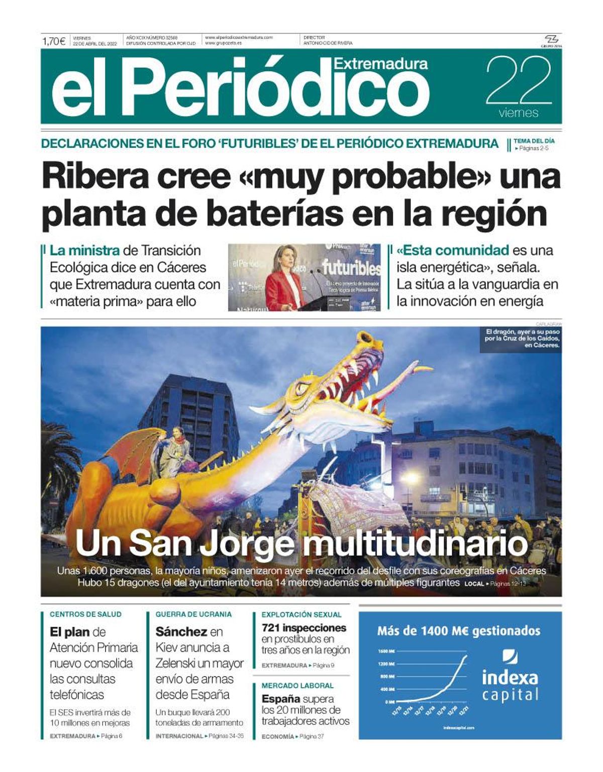 Consulta la portada correspondiente al día 22 de abril del 2022