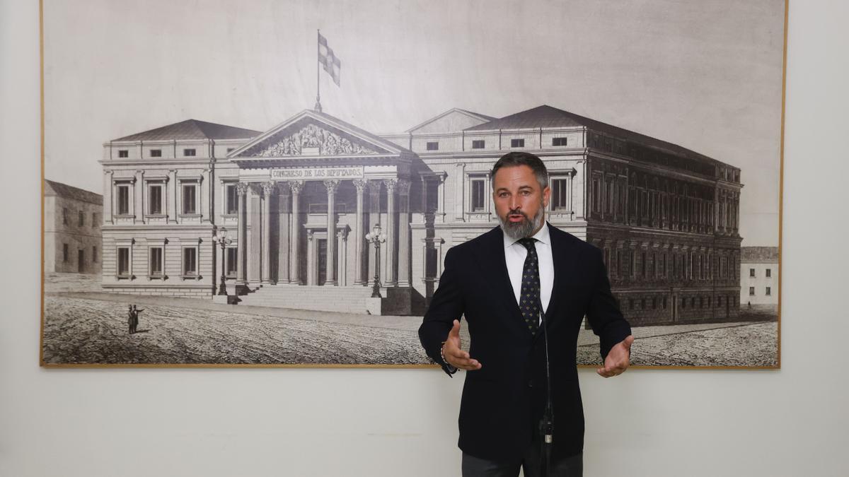 El líder de Vox, Santiago Abascal, en el Congreso.