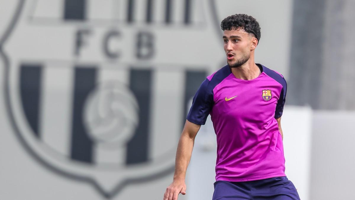 El primer día de Roger Martínez en el Barça Atlètic