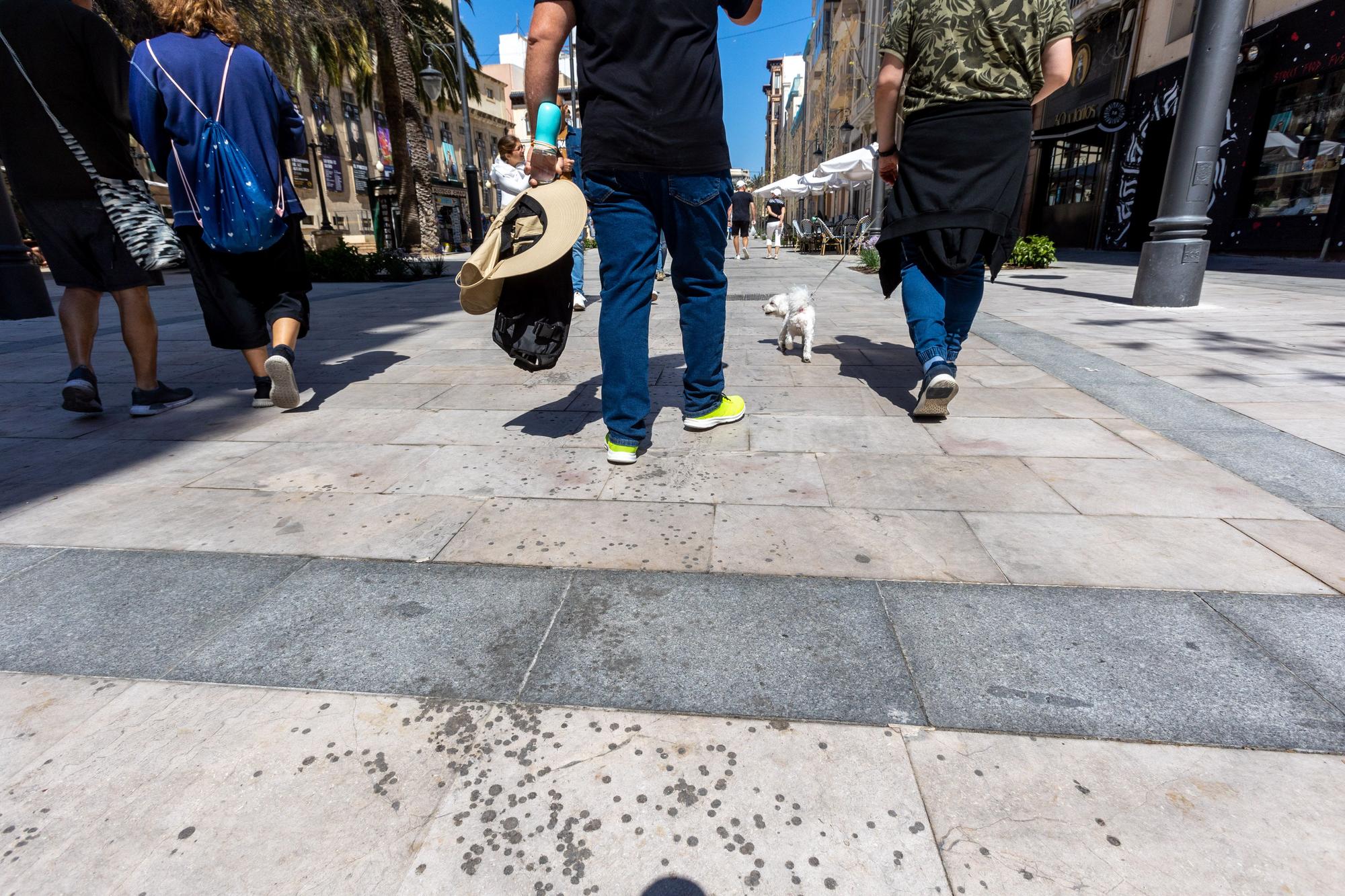 Suma y sigue: la cera "decora" la avenida de la Constitución en Alicante