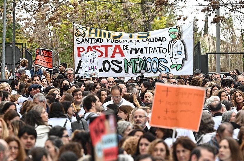 Una protesta de médicos en Madrid.