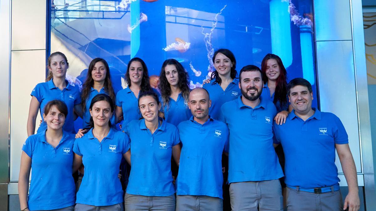 El equipo responsable del proyecto en el Oceanogràfic de València