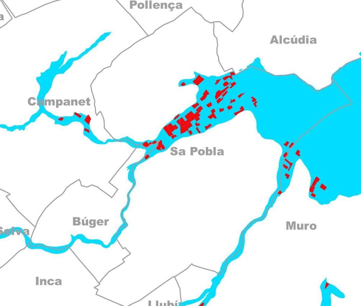 Parcelas en zonas inundables de sa Pobla