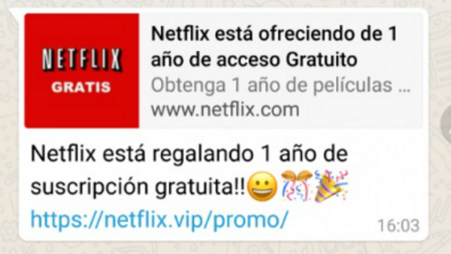 El último bulo de Whatsapp: un año de Netflix gratis