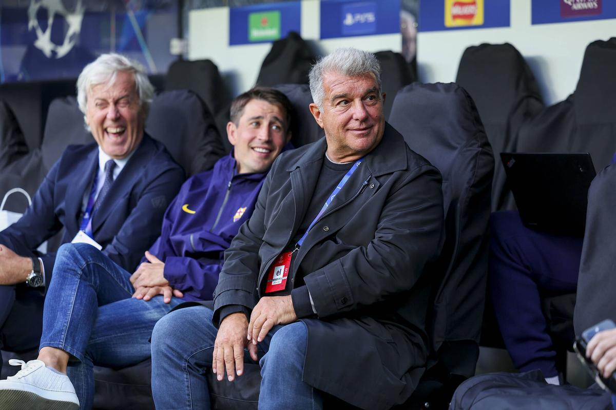 Cubells, Bojan y Laporta, en la sesión de ayer