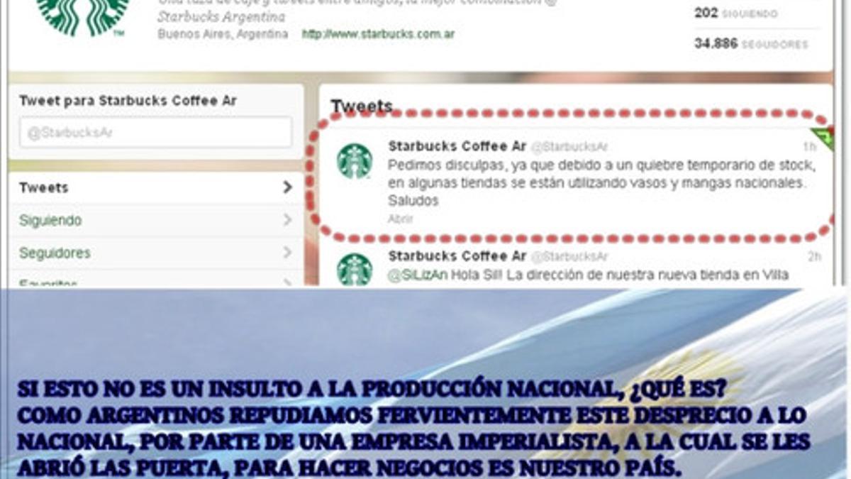 Comunicado de disculpas de la filial argentina de Starbucks.