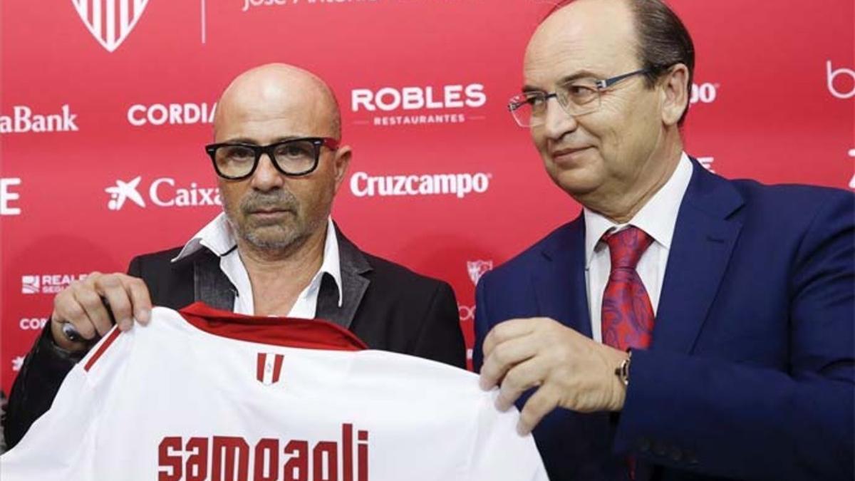 José Castro, durante la presentación de Sampaoli como nuevo entrenador del Sevilla
