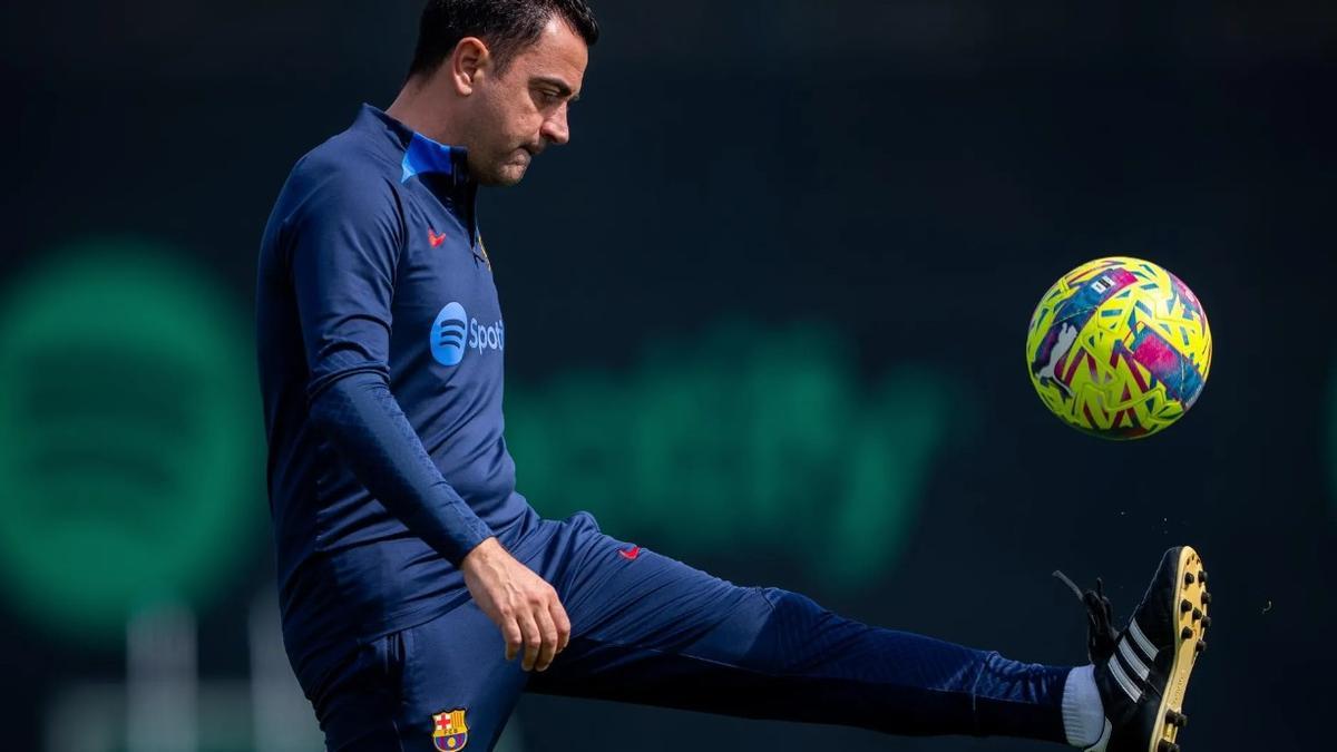Xavi, en el entrenamiento previo del Barça a la visita al campo del Getafe.
