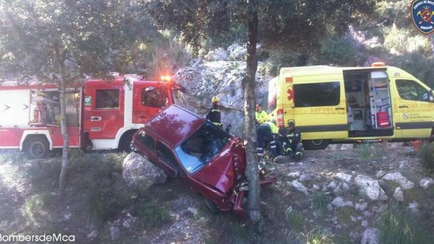 Der Baum rettete das Ehepaar im Pkw vor einem gefährlichen Absturz.