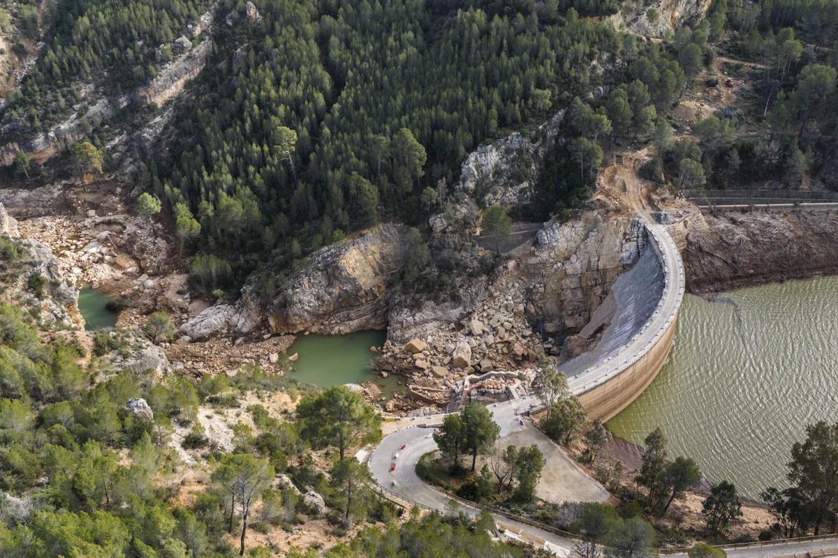 Panorámica de la presa de Buseo tras los daños ocasionados por la dana del 29 de octubre.