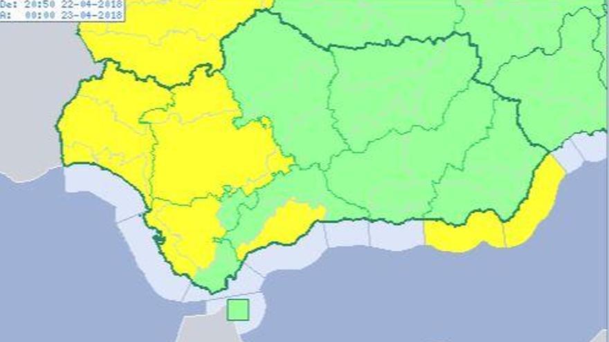 La Aemet activa el aviso amarillo en  Málaga por tormentas