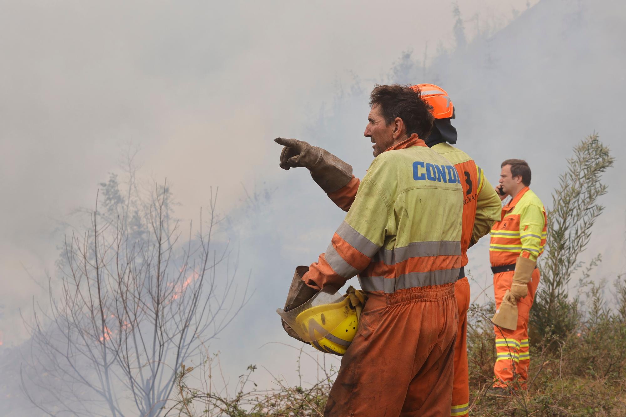 Dura lucha contra los incendios de Tineo y Valdés