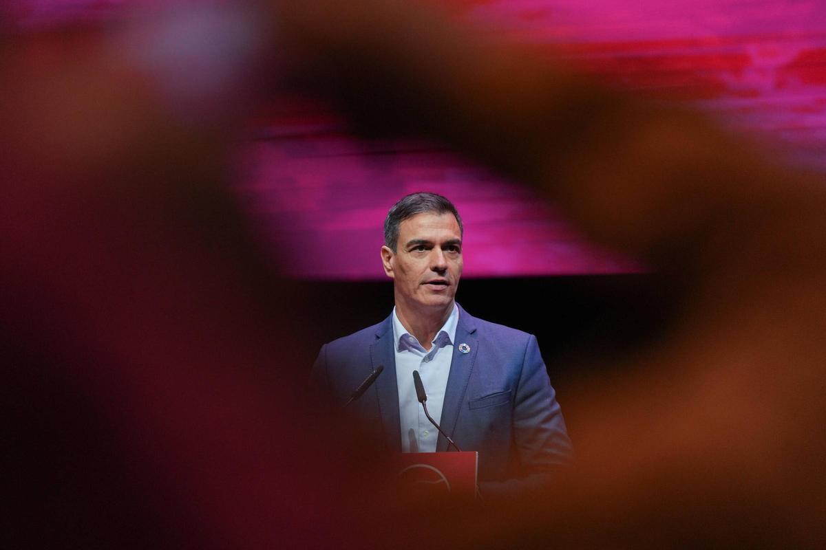El presidente del Gobierno y secretario general del PSOE, Pedro Sánchez, durante su intervención en el congreso de UGT el pasado martes.