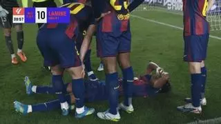 ¡Lamine se lesiona marcando de penalti!